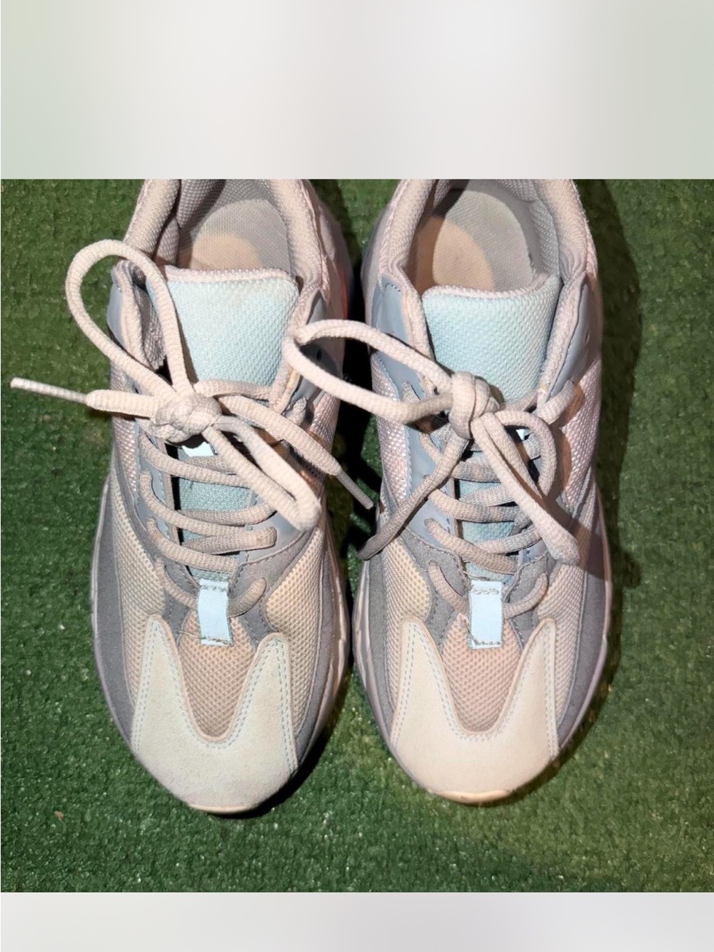 Yeezy Low-Top Sneakers in Light Pink and Cream
